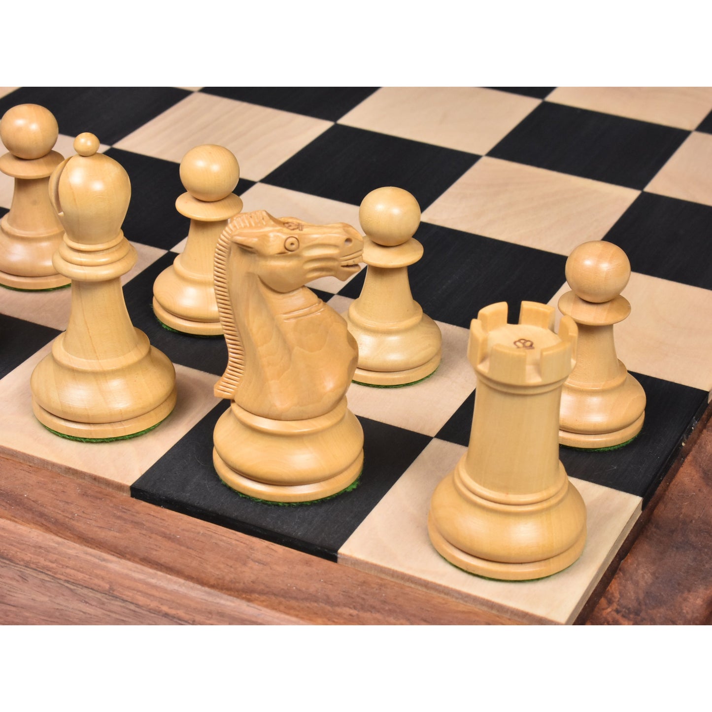 3.9" Lessing Staunton Chess Set- Chess Pieces Only - Natural Ebony Wood - Triple Weighted