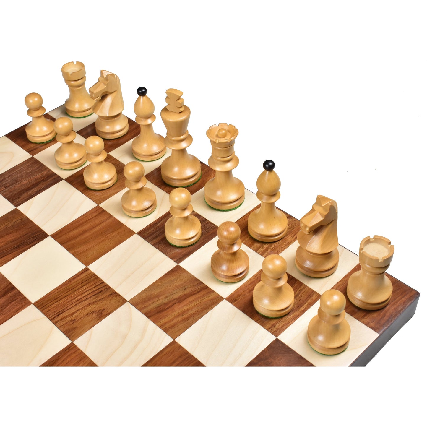3.8" Romanian Hungarian Chess Set- Chess Pieces Only - Weighted Golden Rosewood