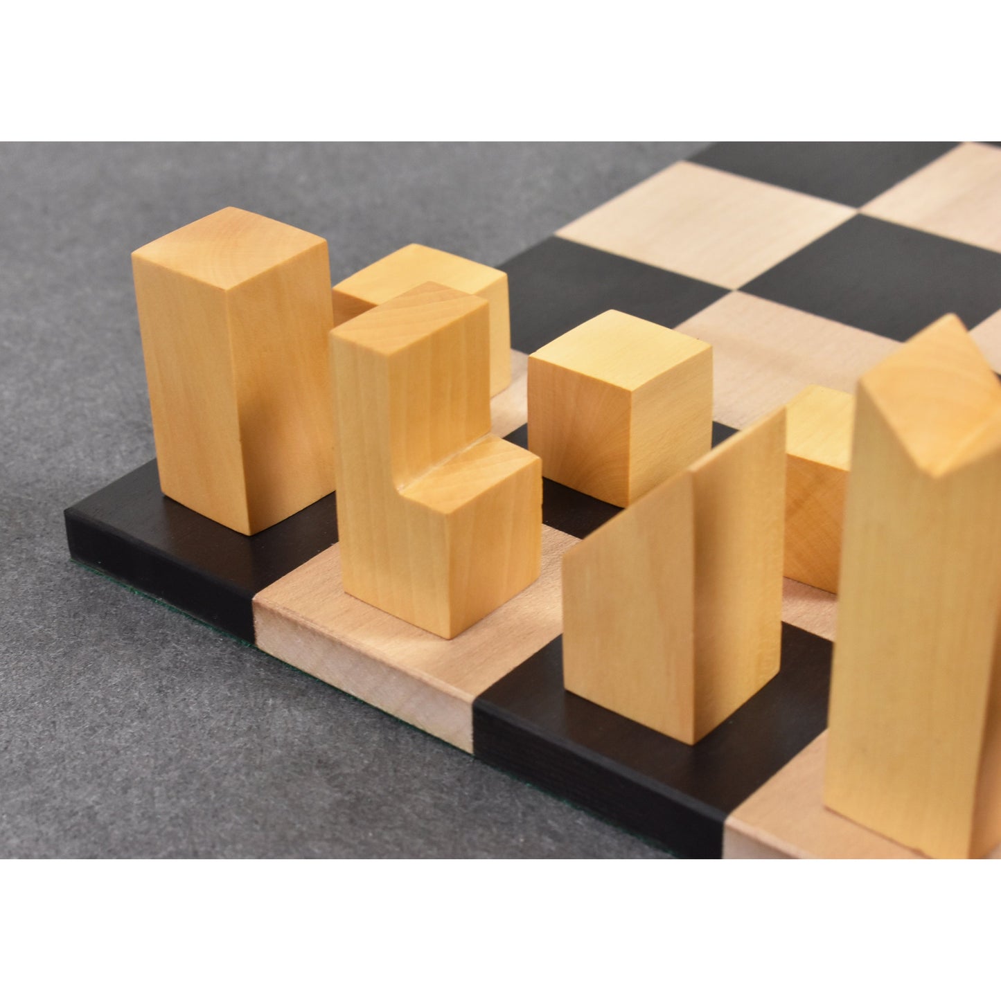 1966 Lanier Graham Chess pieces set in Ebonised Box & Ebony Wood Board-2.7" King