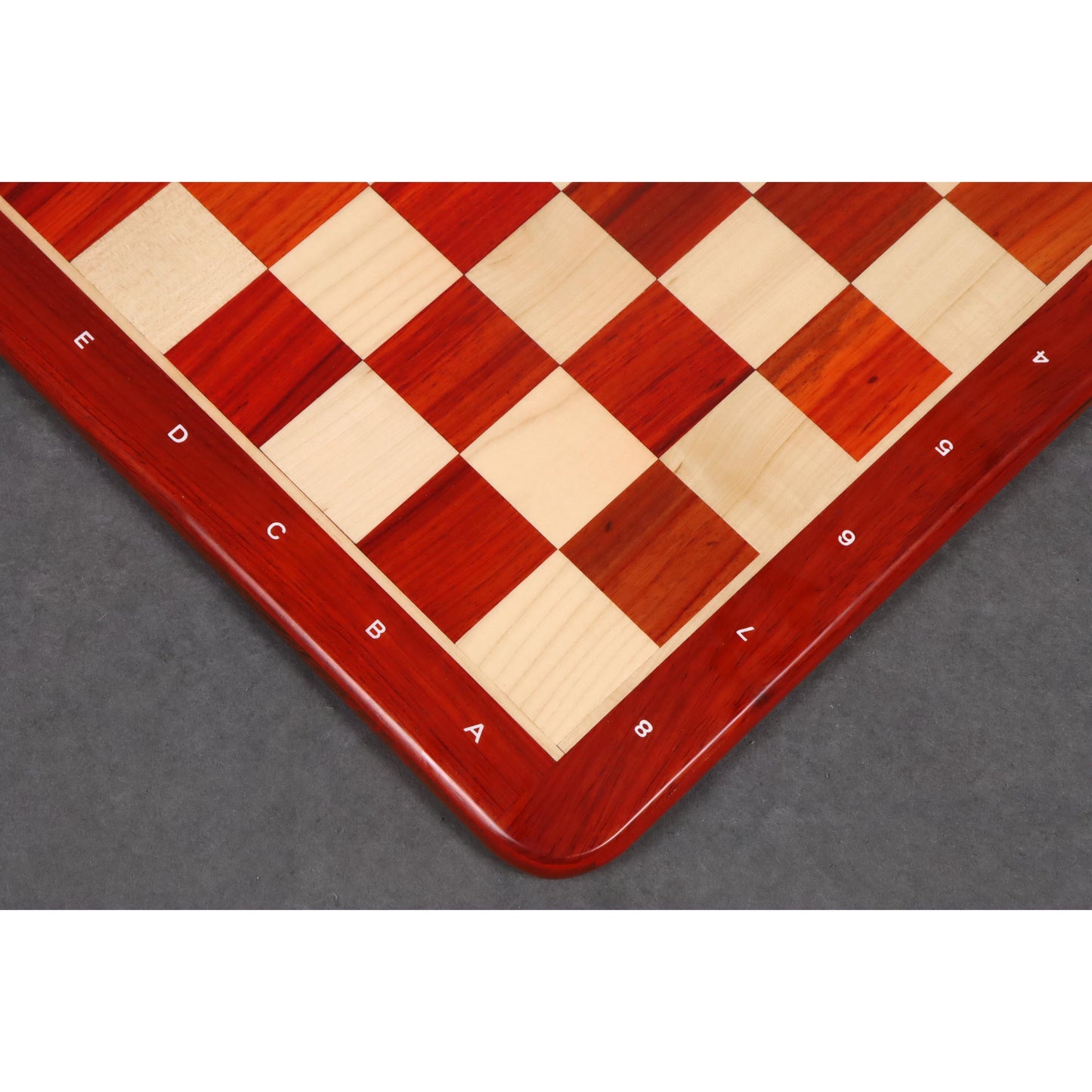 21" Chess board -Solid Bud Rosewood and Maple- 55 mm square- Algebraic Notations