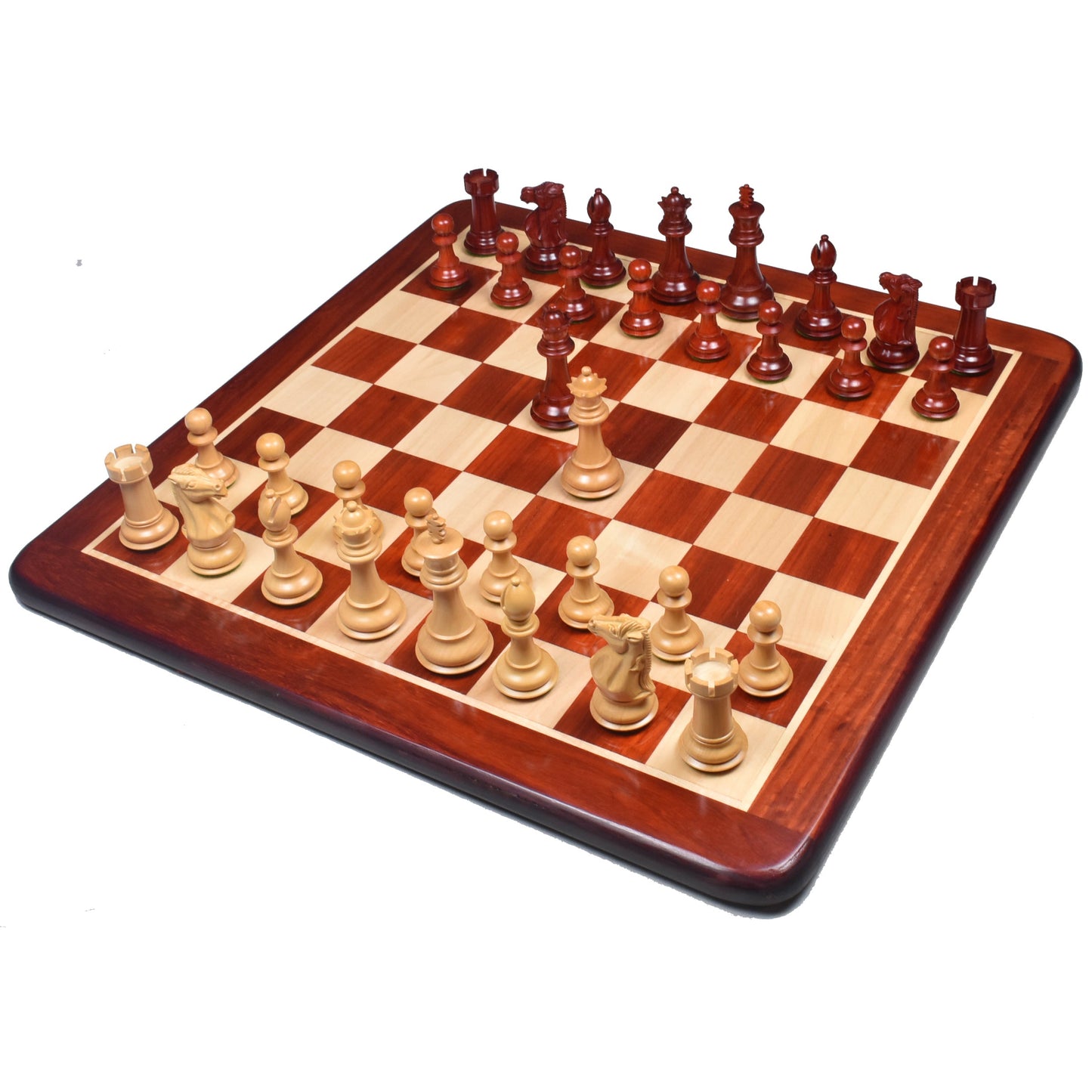 3.9" Royal Knight Staunton Chess Set- Chess Pieces Only- Triple Weighted Bud Rose Wood