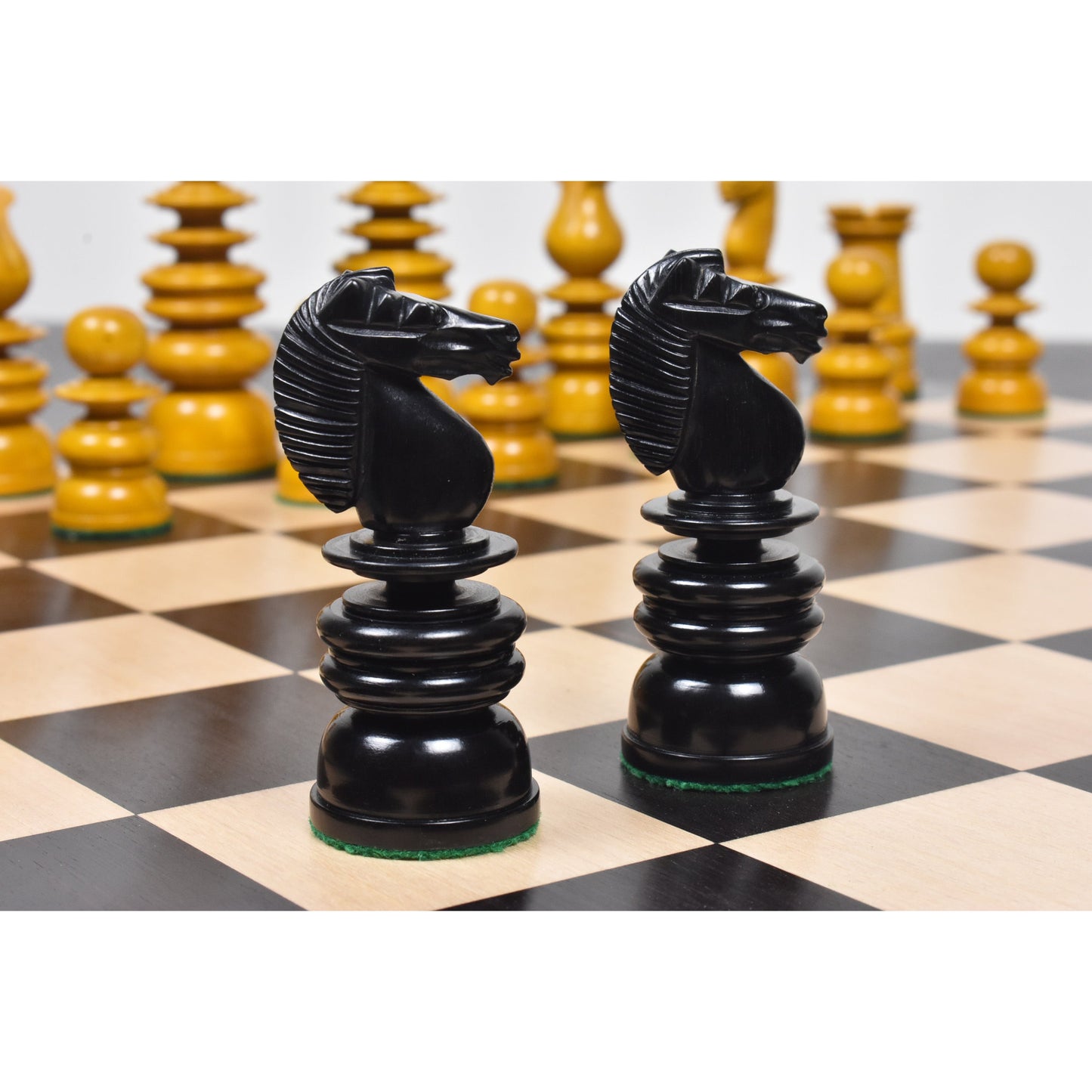 4.3" St. George Pre-Staunton Calvert Chess Set- Chess Pieces Only-Antiqued Boxwood And Ebony