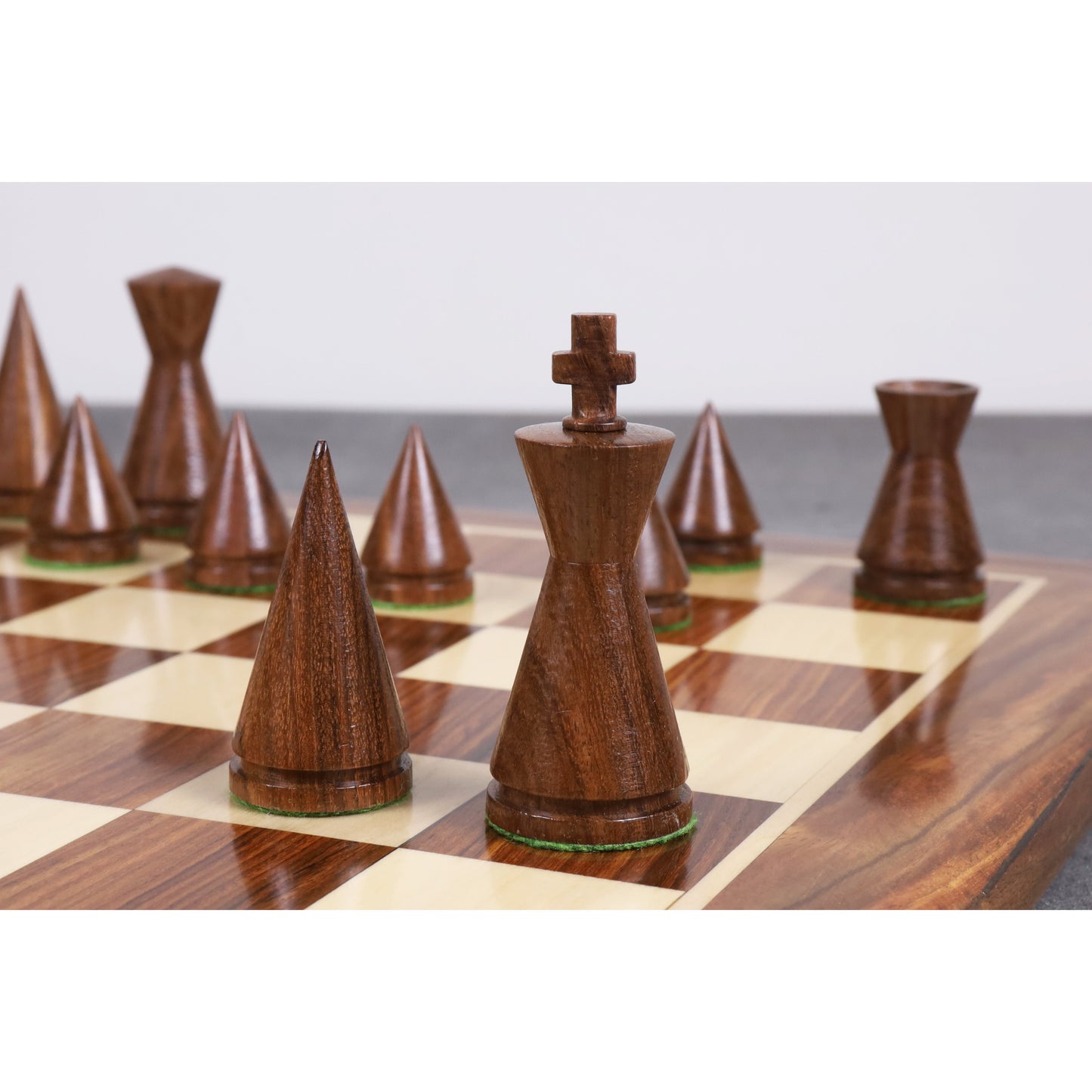 3.1" Russian Poni Minimalist Chess Set- Chess Pieces Only - Golden Rosewood & Boxwood