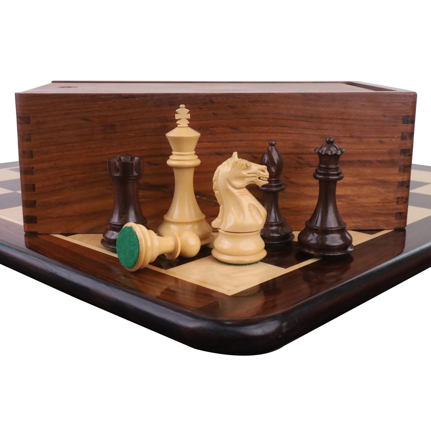 4" Fierce Knight Staunton Chess Set- Chess Pieces Only - Weighted Rosewood