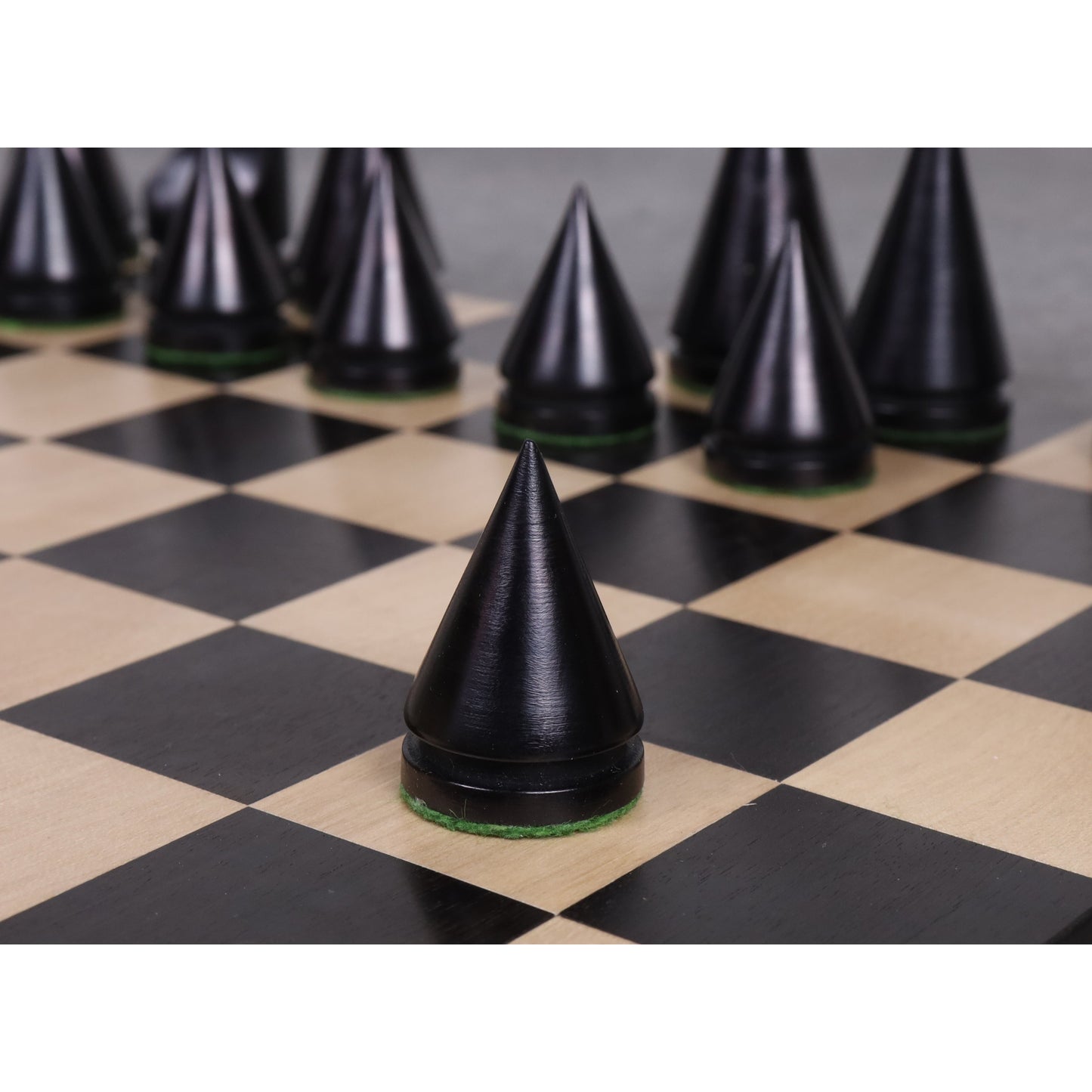 3.1" Russian Poni Minimalist Chess Set- Chess Pieces Only - Ebonised Boxwood & Boxwood