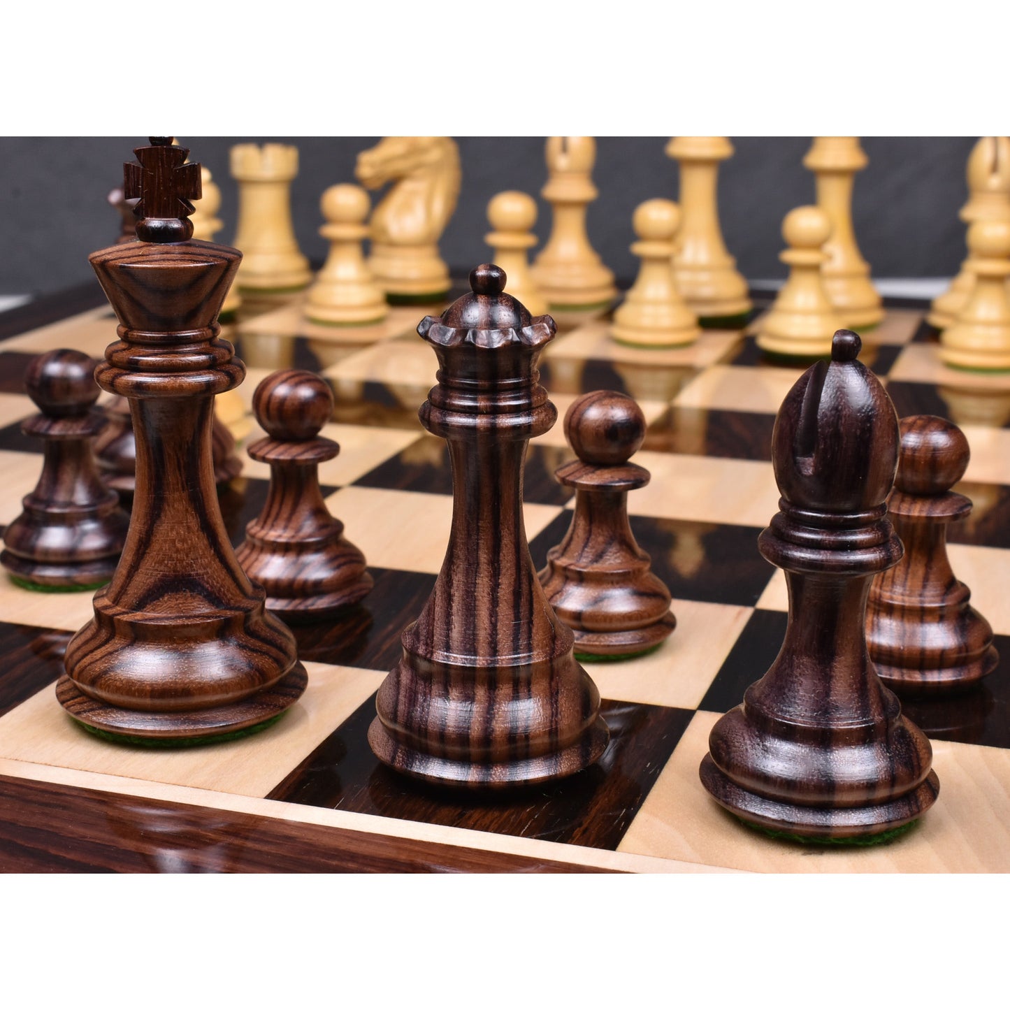 3.9" Exclusive Alban Staunton Chess Set- Chess Pieces Only - Triple Weighted Rosewood