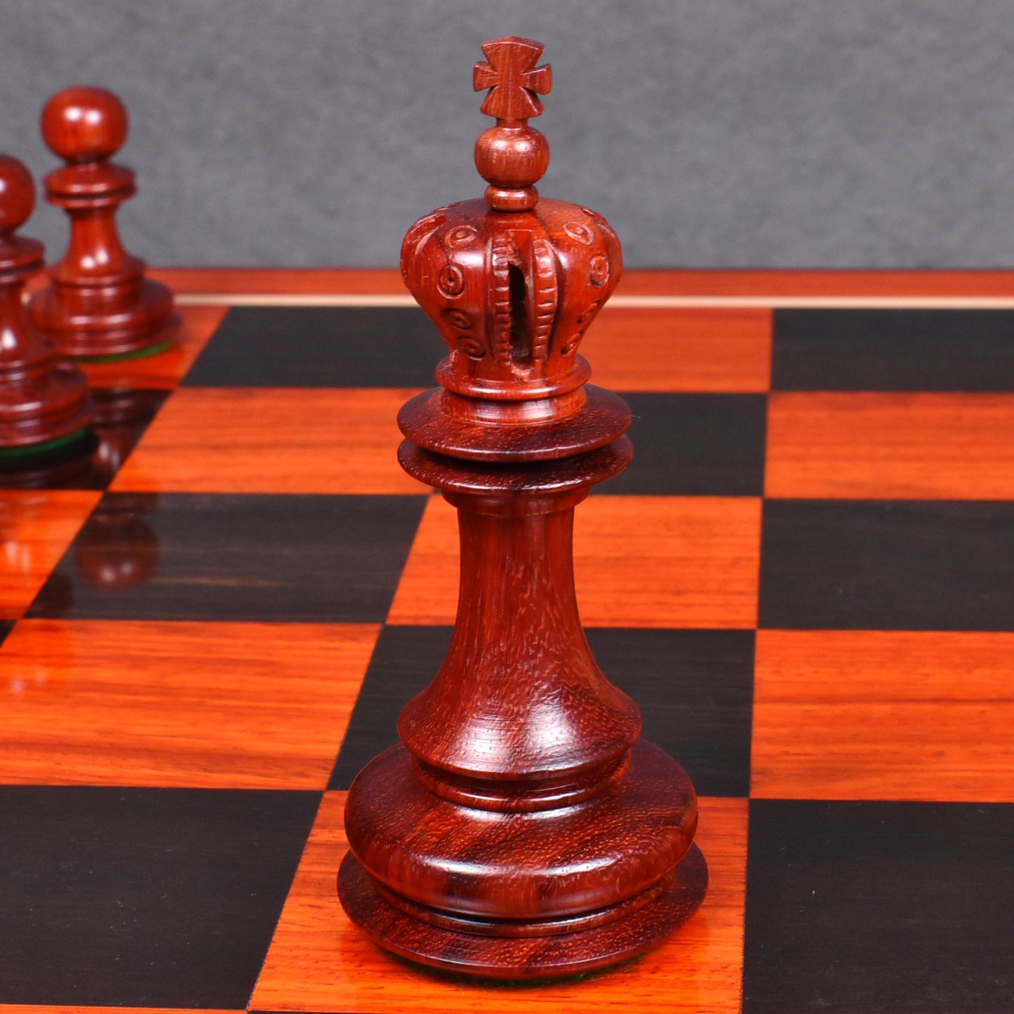 4.5″ Carvers’ Art Luxury Chess Set- Chess Pieces Only - Triple Weighted Budrose Wood