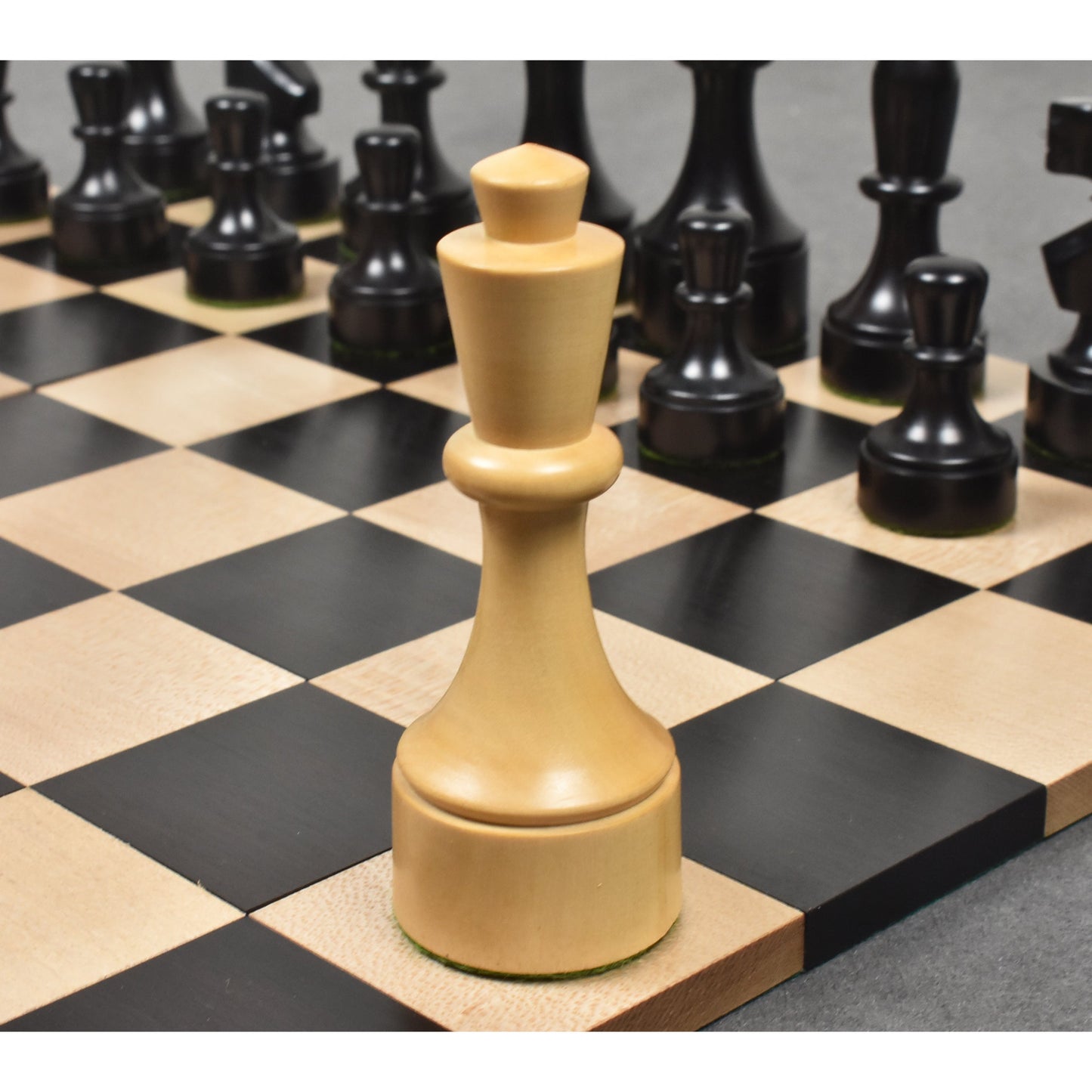 Bundesform German Staunton Alternative Chess Set- Chess Pieces Only- Ebonised Boxwood - 3.8"
