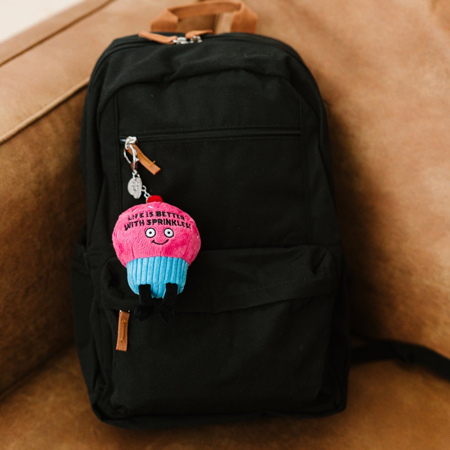"Life is Better With Sprinkles" Cupcake Plush Bag Charm