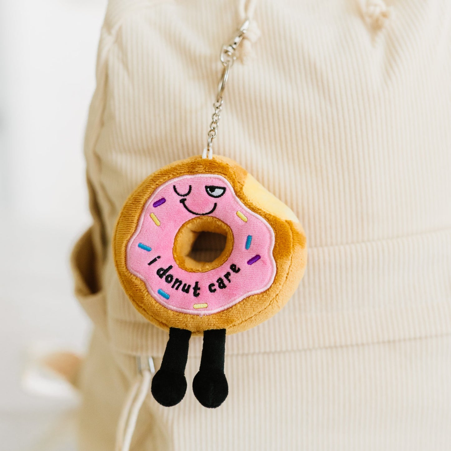 "I Donut Care" Donut Plush Bag Charm