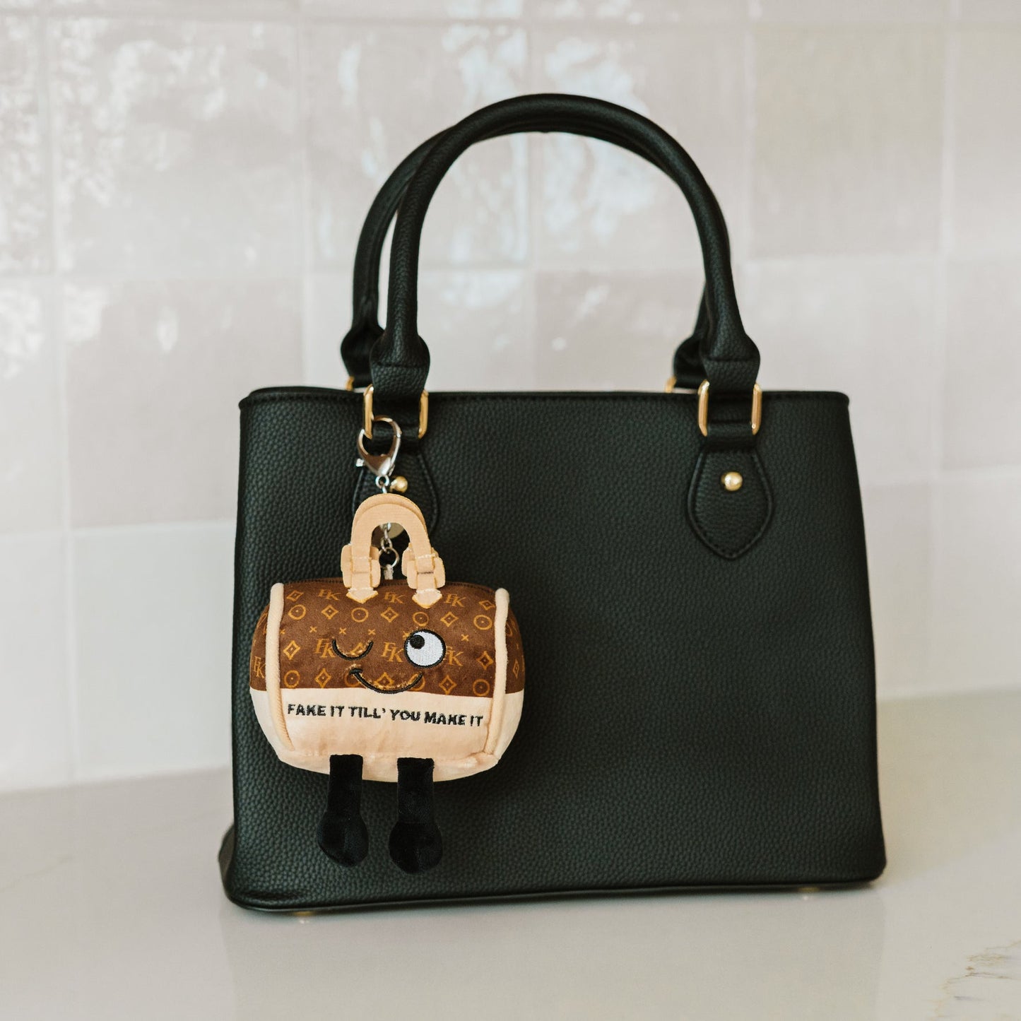 "Fake It Til You Make it" Purse Plush Bag Charm