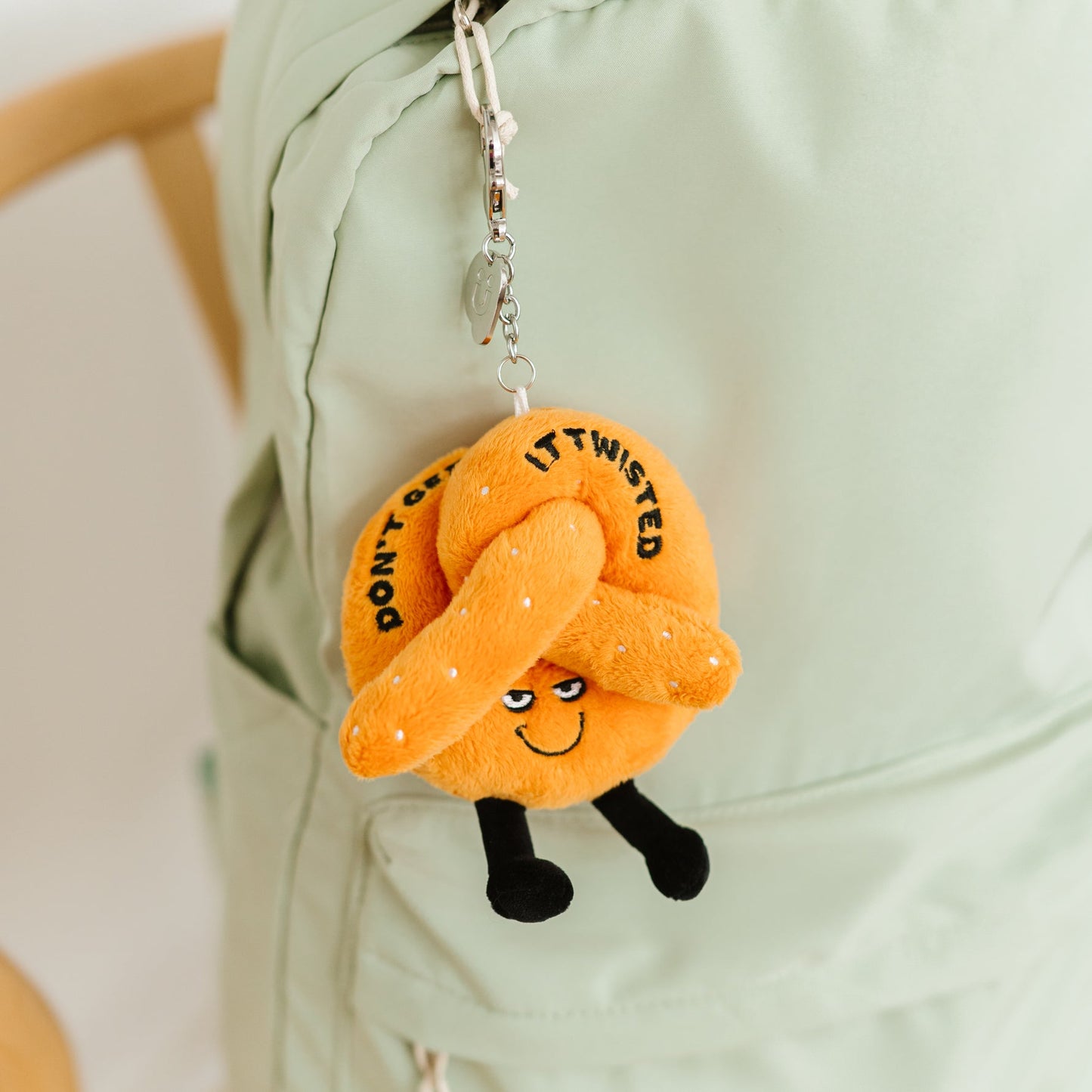 "Don't Get It Twisted" Pretzel Plush bag Charm