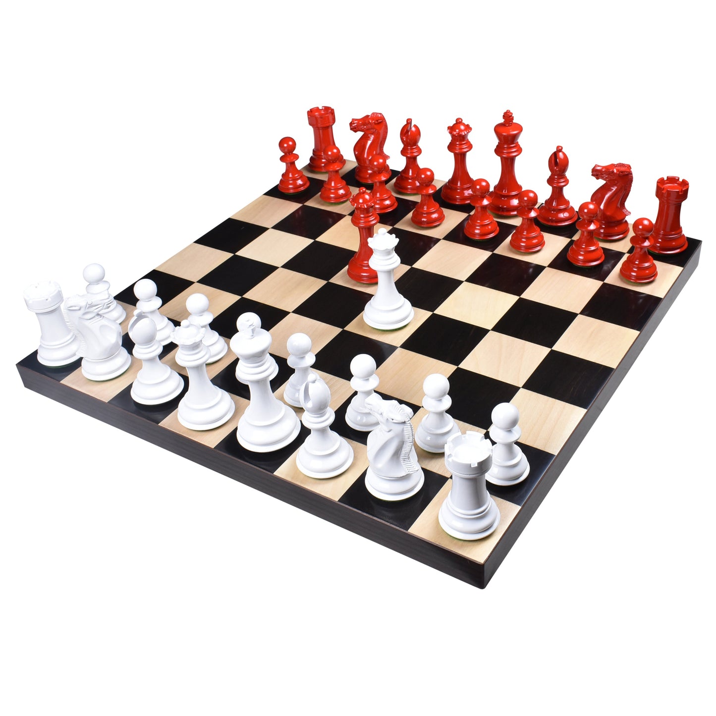 4.1" Pro Staunton Weighted Red & White Painted Wooden Chess Set- Chess Pieces Only - 4 queens