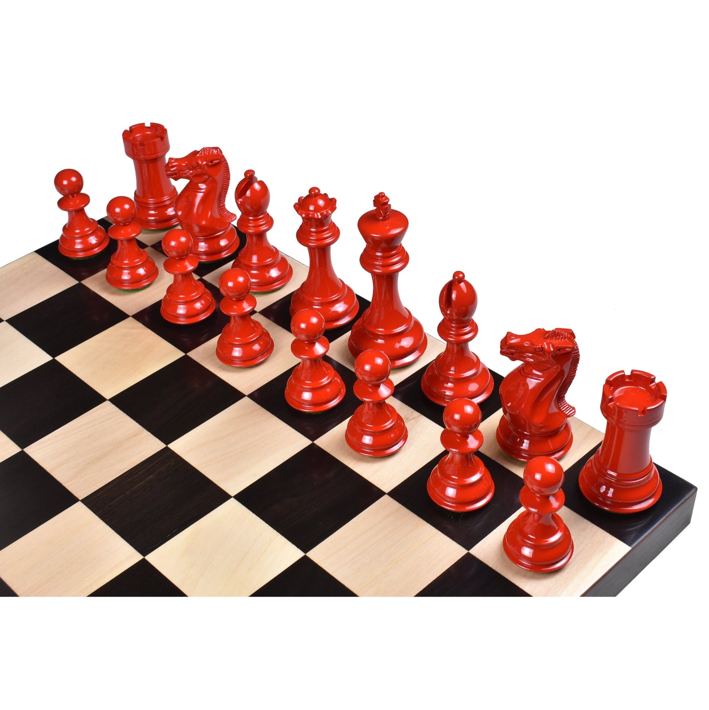 4.1" Pro Staunton Weighted Red & White Painted Wooden Chess Set- Chess Pieces Only - 4 queens