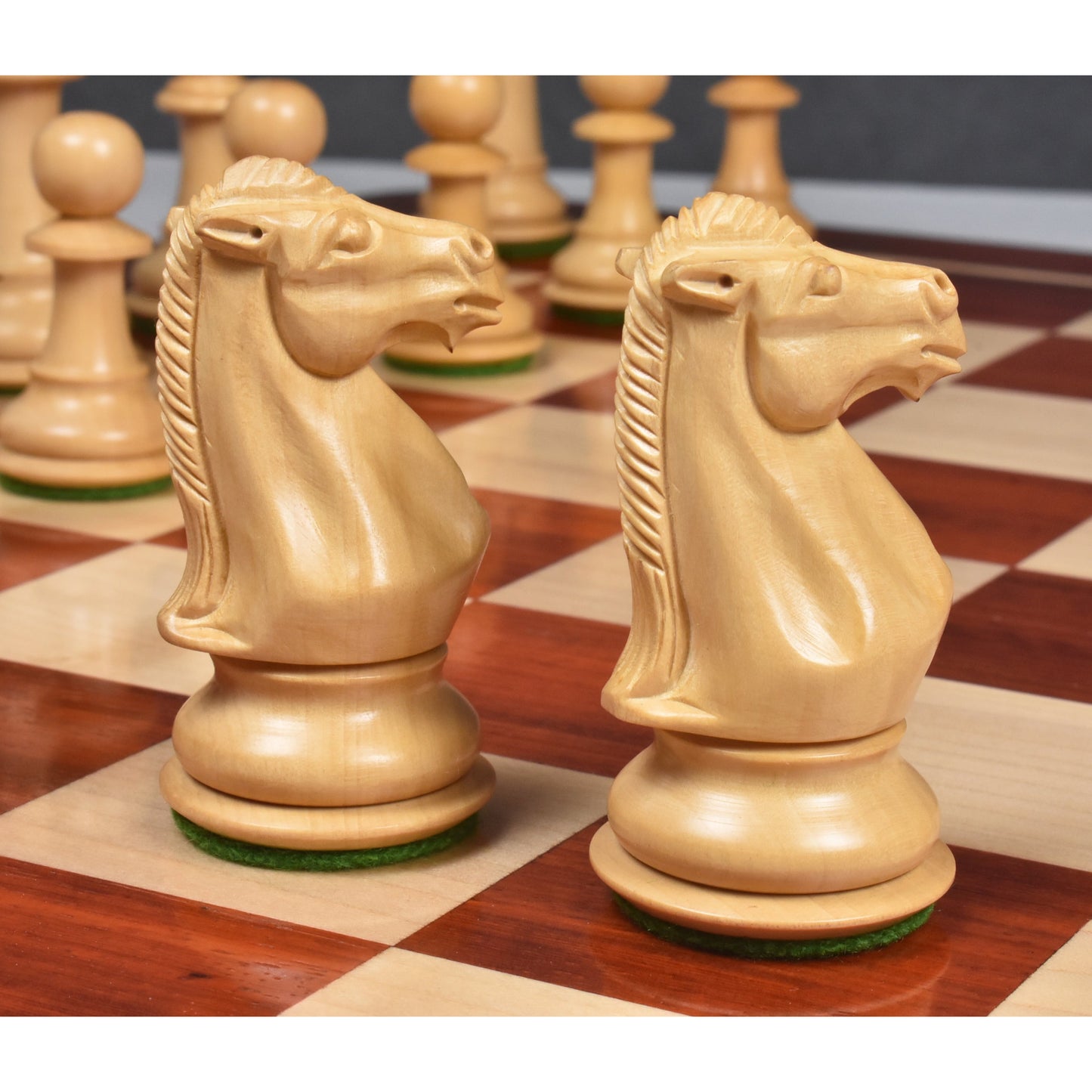 3.9" Royal Knight Staunton Chess Set- Chess Pieces Only- Triple Weighted Bud Rose Wood