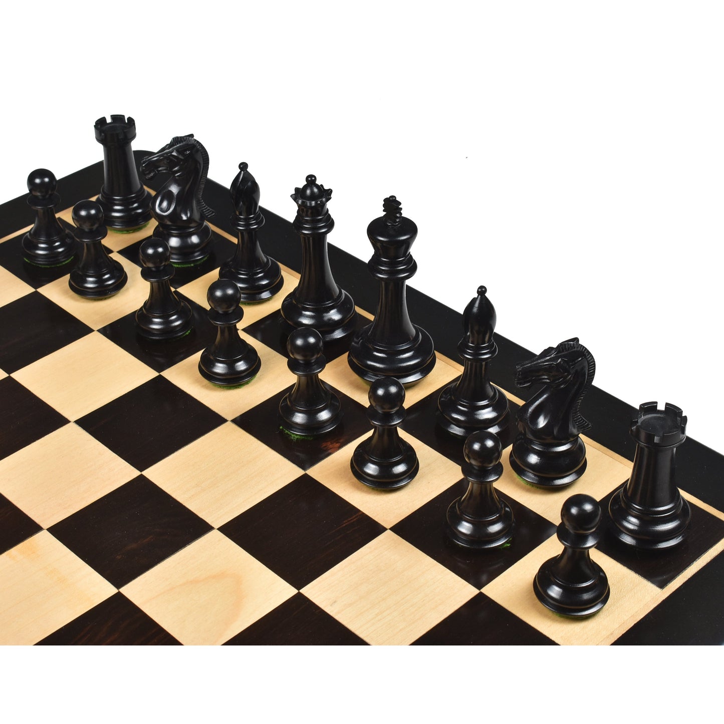 4.1" Chamfered Base Staunton Chess Set- Chess Pieces Only- Triple Weighted Ebony Wood