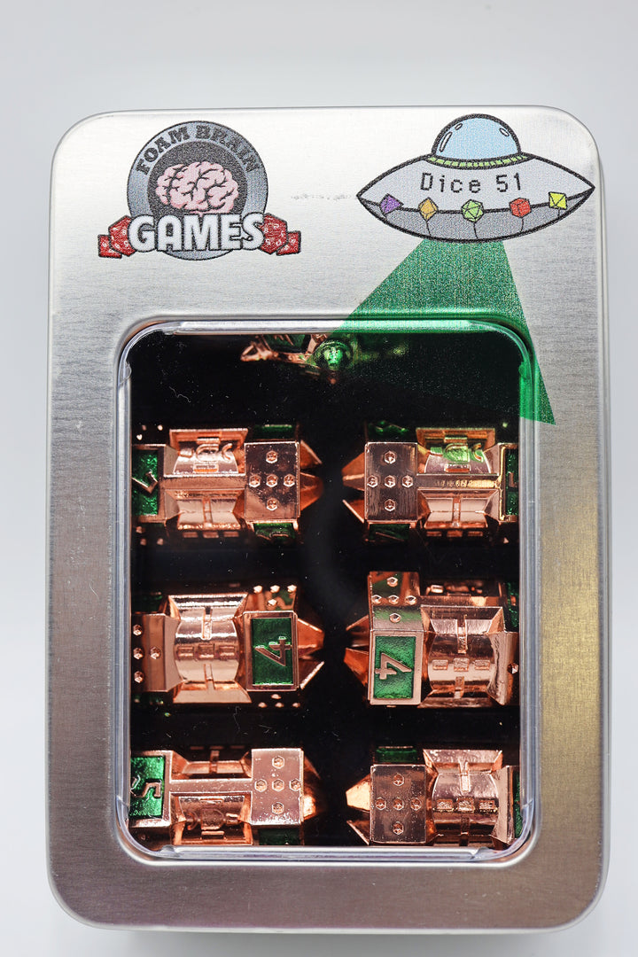 Dice 51: Emerald Meteor Shower - Metal CCG Dice Set