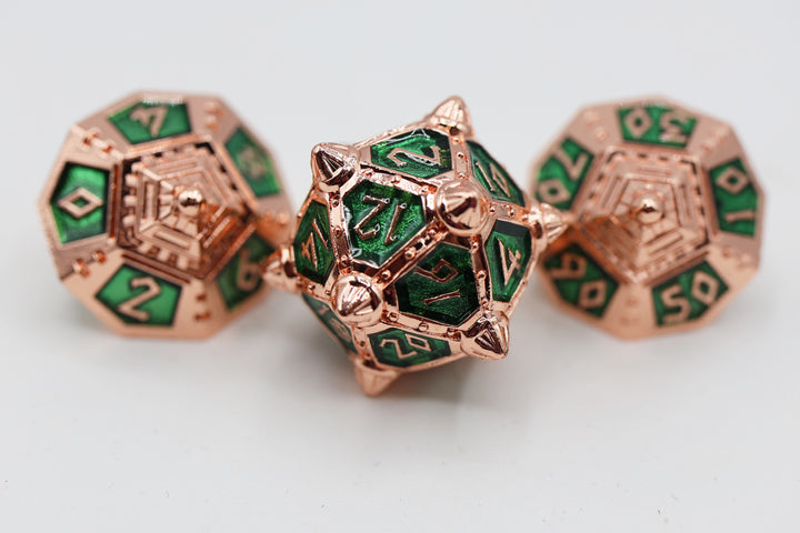 Dice 51: Emerald Meteor Shower - Metal RPG Dice Set