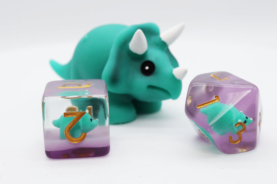 Green Triceratops RPG Dice Set