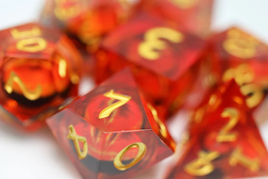 Sharp Edge Moving Eye RPG Dice Set - Amber Cyclops