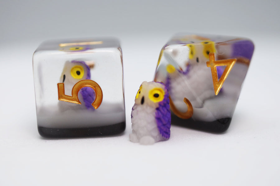 Purple Owl RPG Dice Set