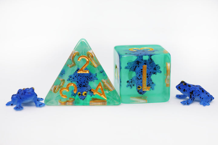 DARK BLUE FROG RPG DICE SET