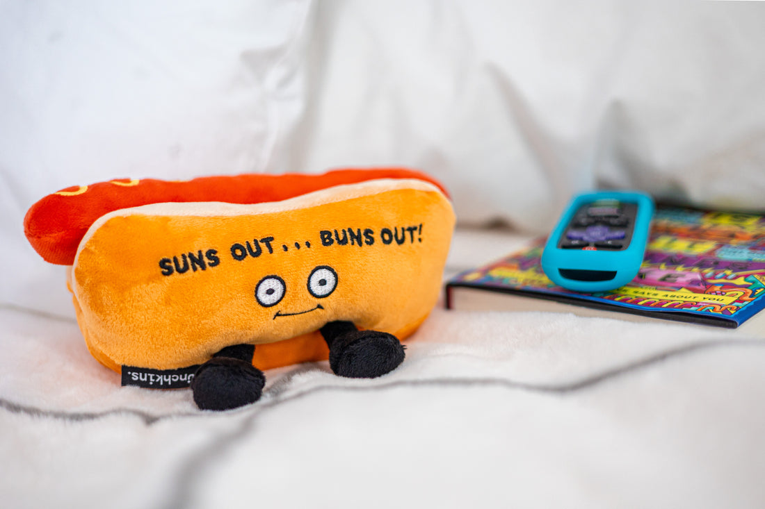 Plush Hot Dog "Suns Out... Buns Out!"