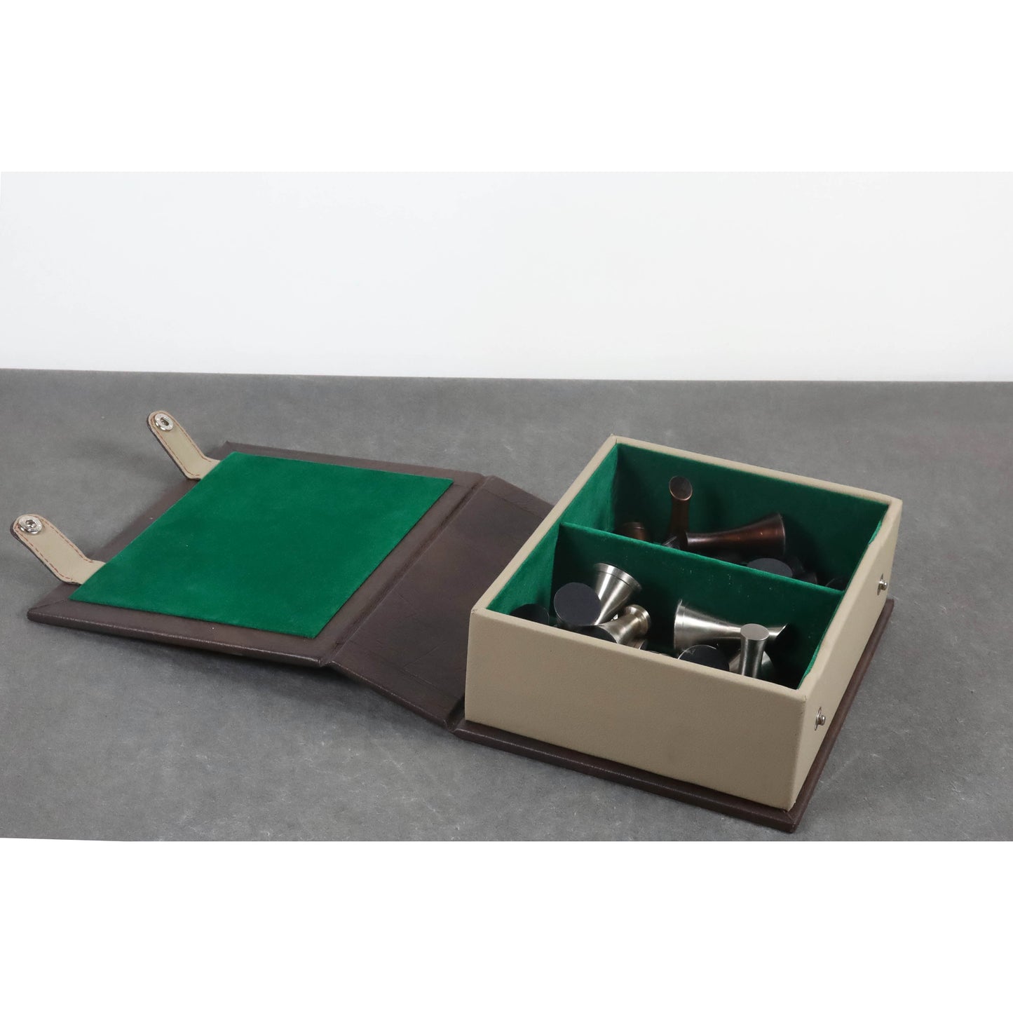 Book Style Storage Box For Chess pieces upto 4.2" King chessmen set- Leatherette
