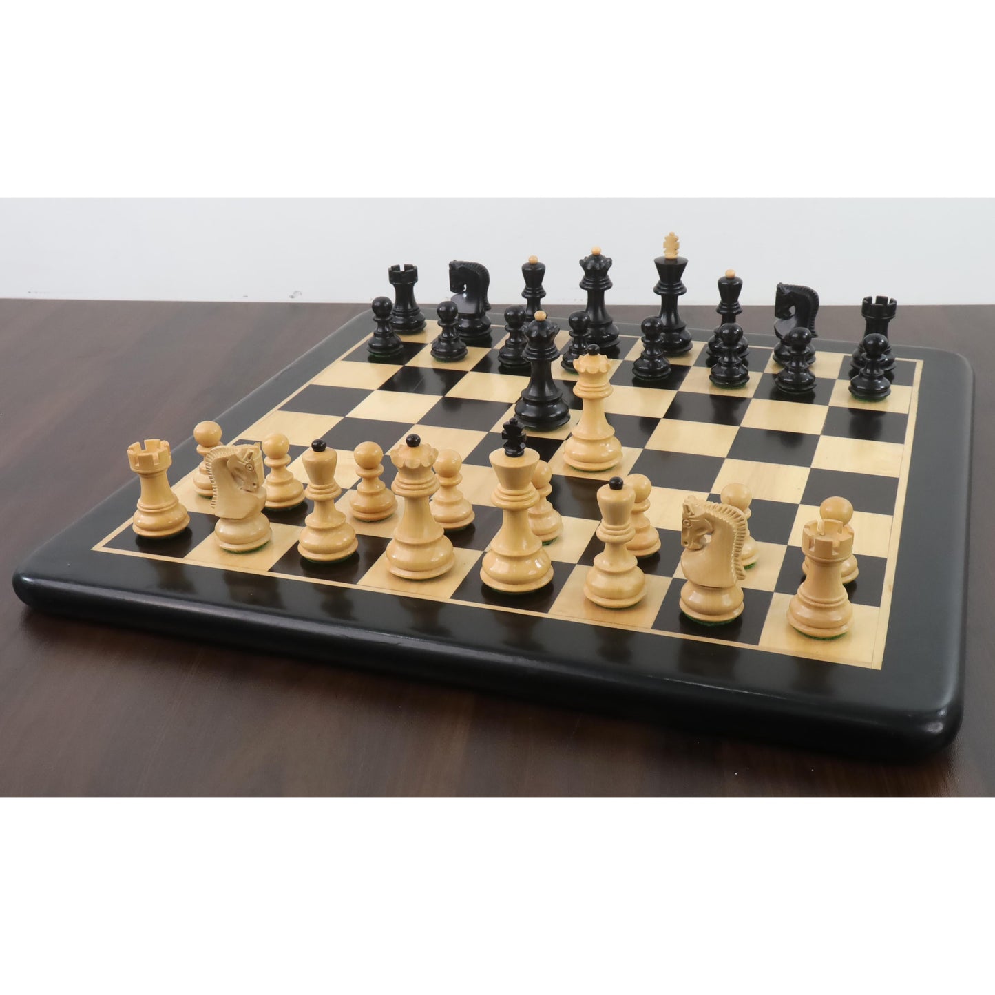 3.1" Russian Zagreb Chess Set- Chess Pieces Only - Weighted Ebonised Boxwood
