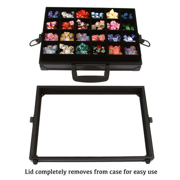 Dice Display Case and Rolling Tray with 2 Removable Divided Dice Trays - Storage Box Holds up to 480 Metal or Plastic Polyhedral Dice Sets