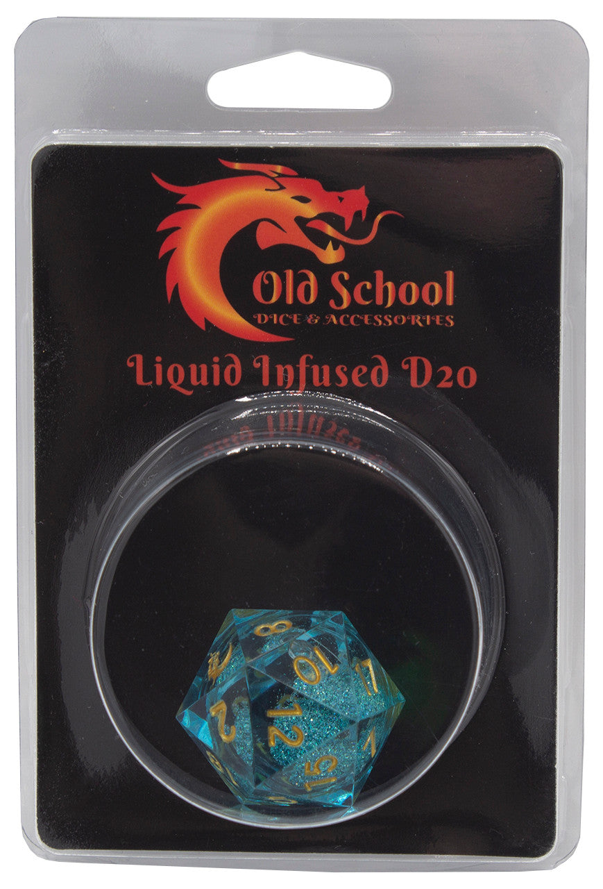 Old School Sharp Edged 22mm D20: Liquid Infused - Azure Fury