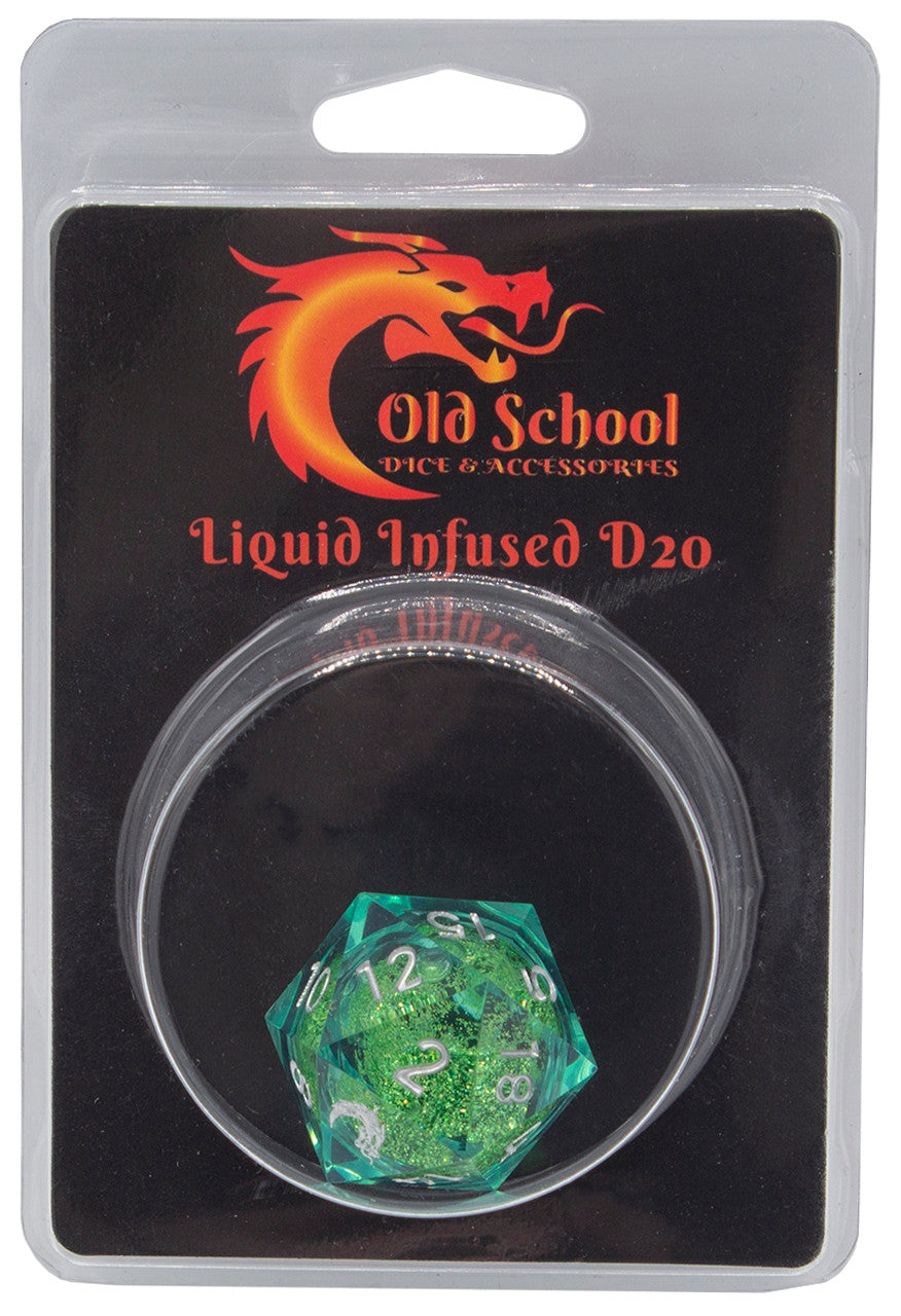 Old School Sharp Edged 22mm D20: Liquid Infused - Emerald Fury