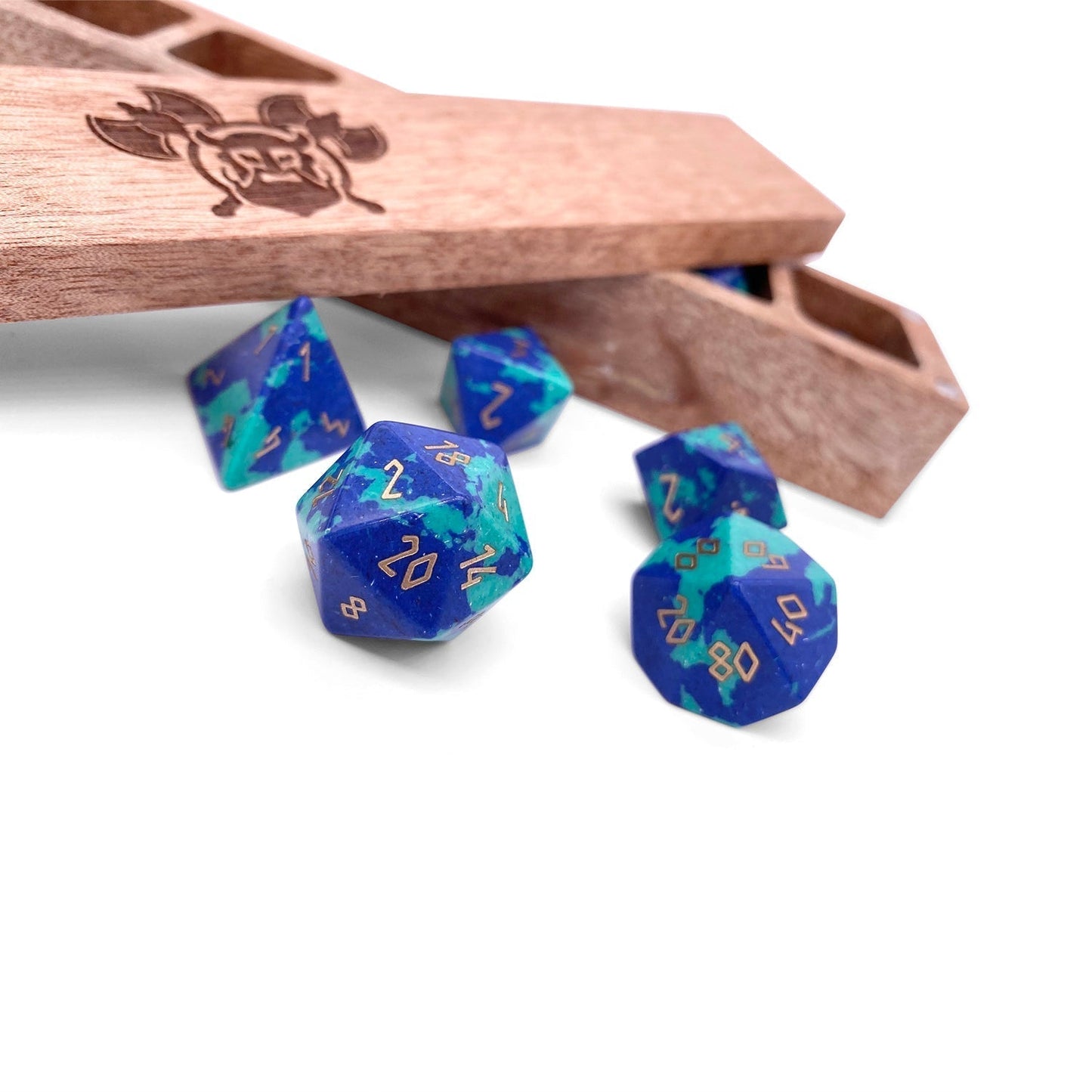 Phoenix Lapis Gemstone 7 Dice Set