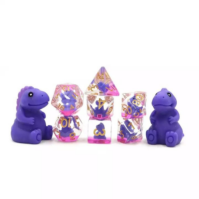 Purple T-Rex RPG Dice Set