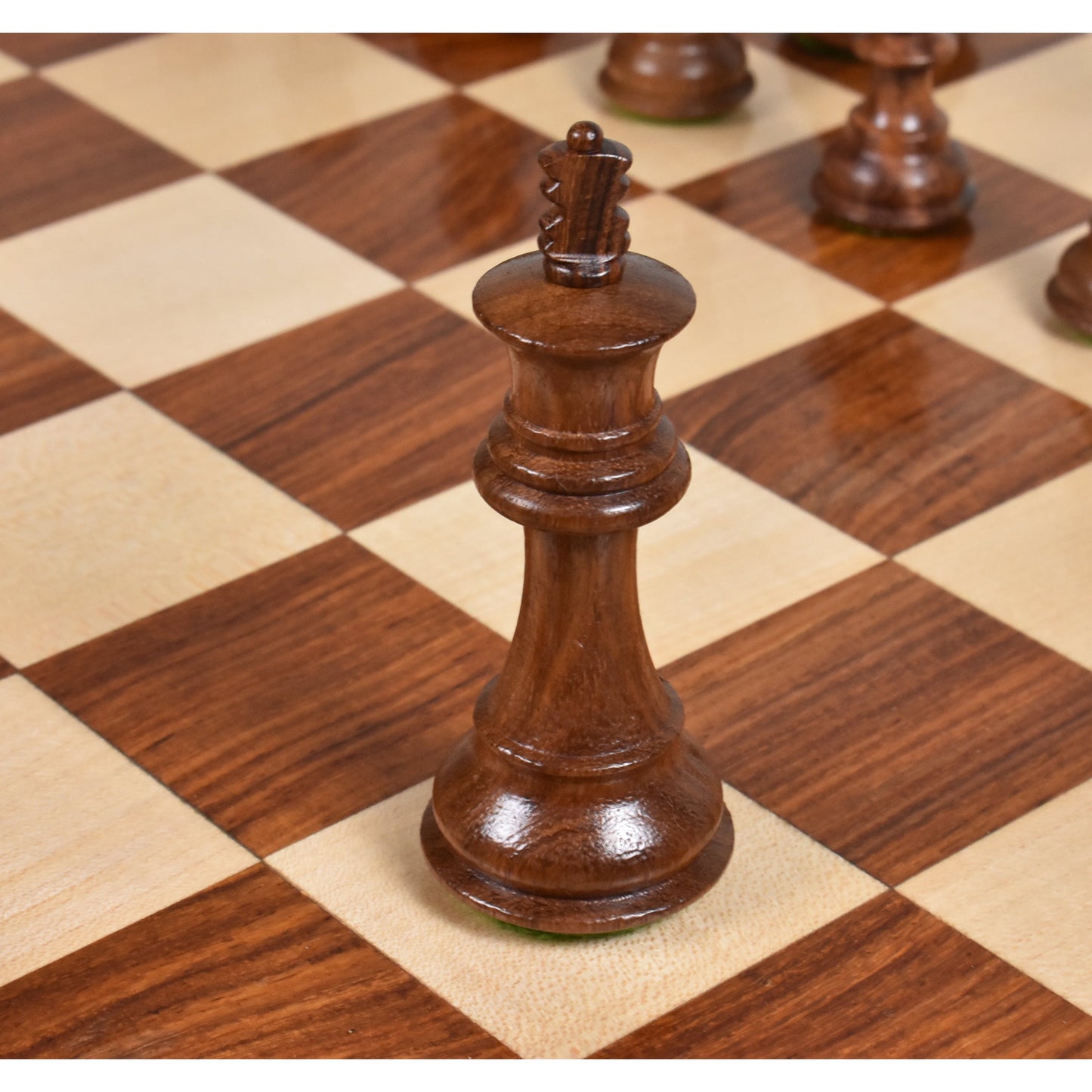 3.5" Fierce Knight Staunton Chess Set- Chess Pieces Only - Weighted Golden Rosewood