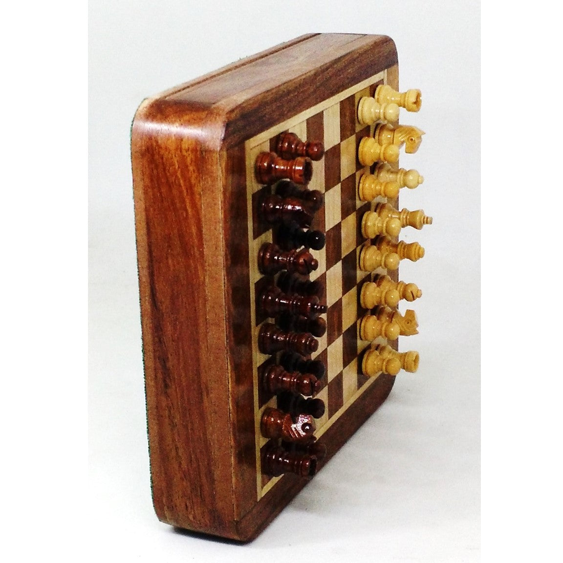 Magnetic Travel Chess set with Drawer 5" Golden Rosewood Sheesham wood