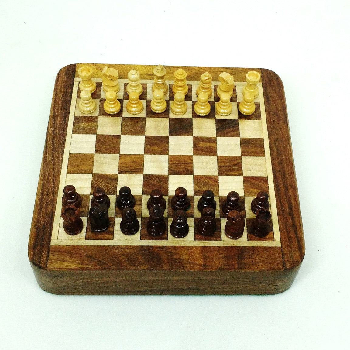 Magnetic Travel Chess set with Drawer 5" Golden Rosewood Sheesham wood