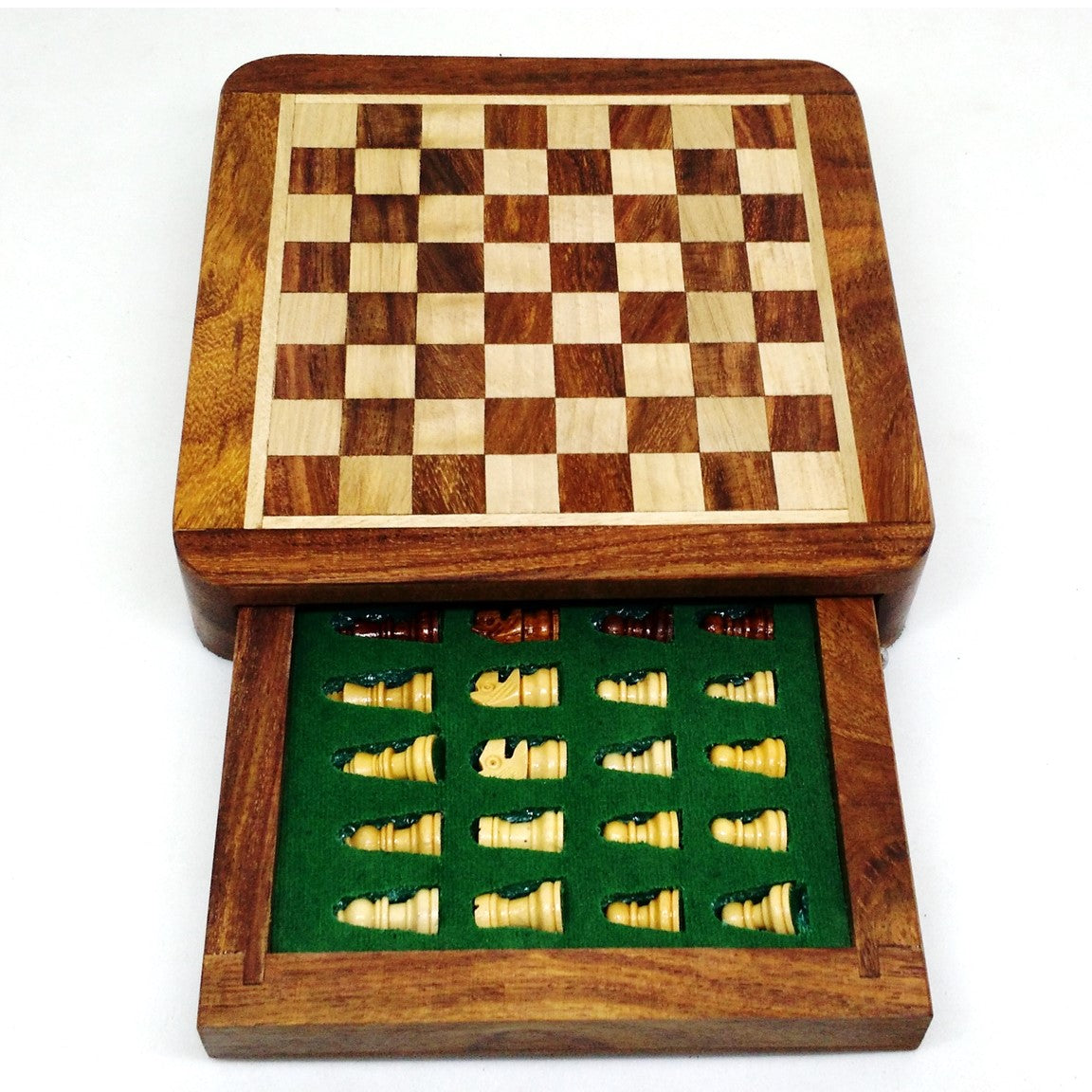 Magnetic Travel Chess set with Drawer 5" Golden Rosewood Sheesham wood