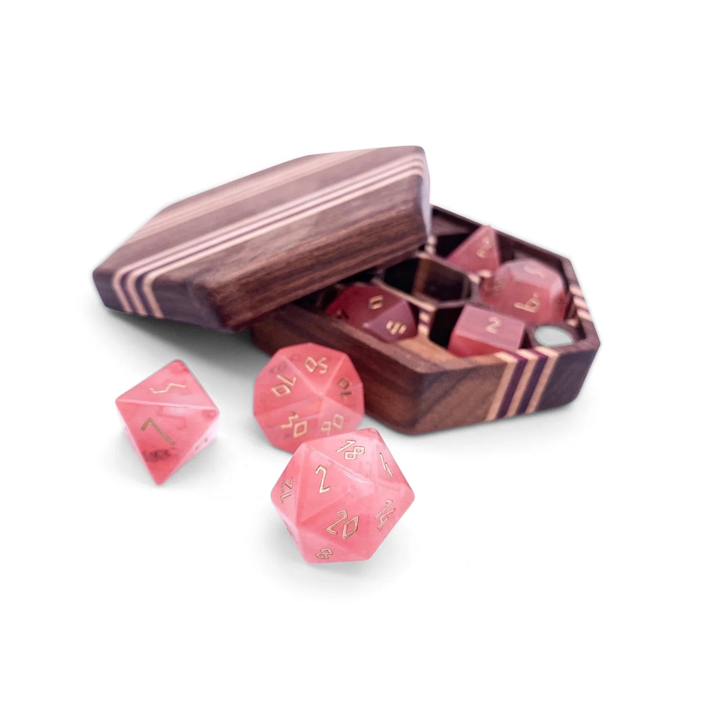 Watermelon Candy Gemstone 7 Dice Set