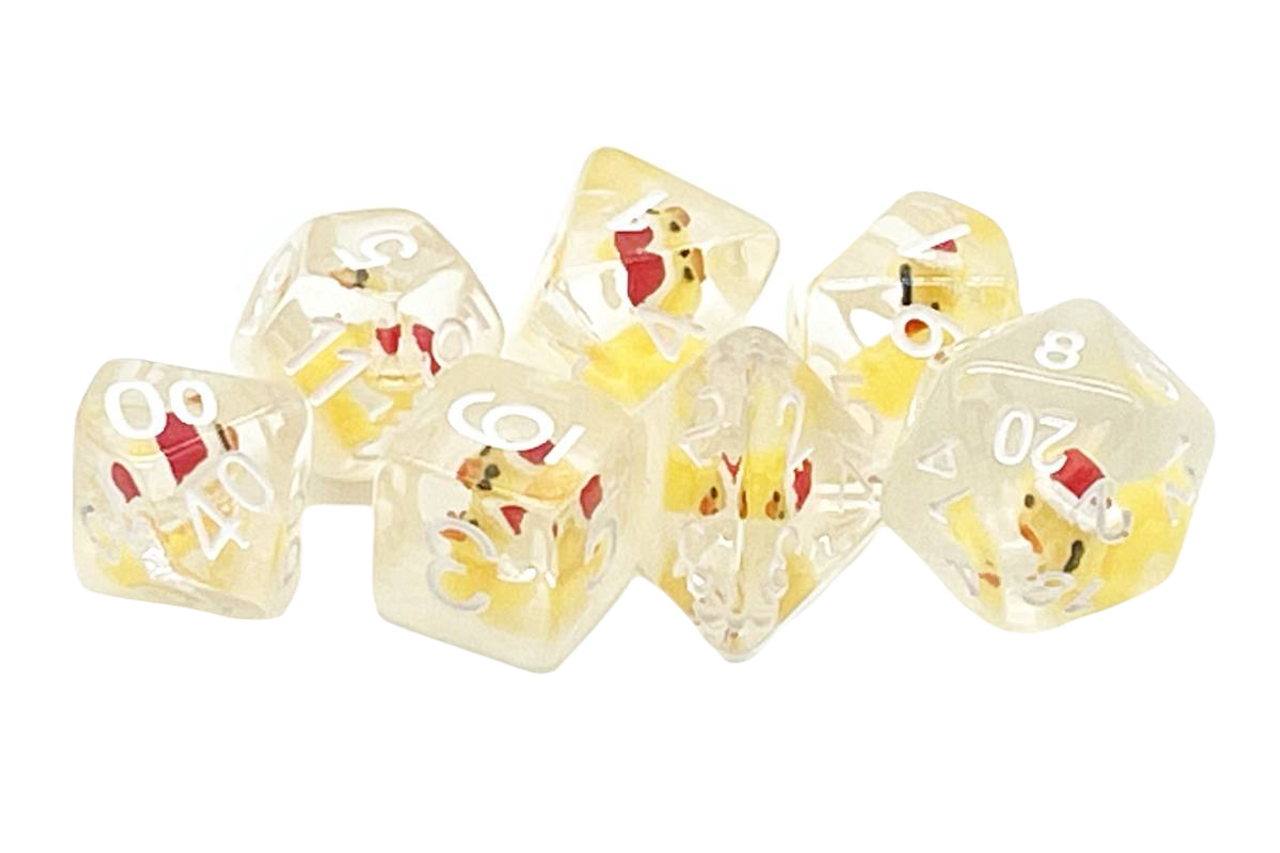Old School 7 Piece DnD RPG Dice Set: Animal Kingdom - Holiday Duck