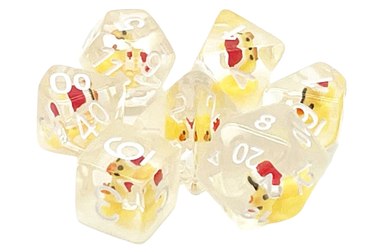 Old School 7 Piece DnD RPG Dice Set: Animal Kingdom - Holiday Duck