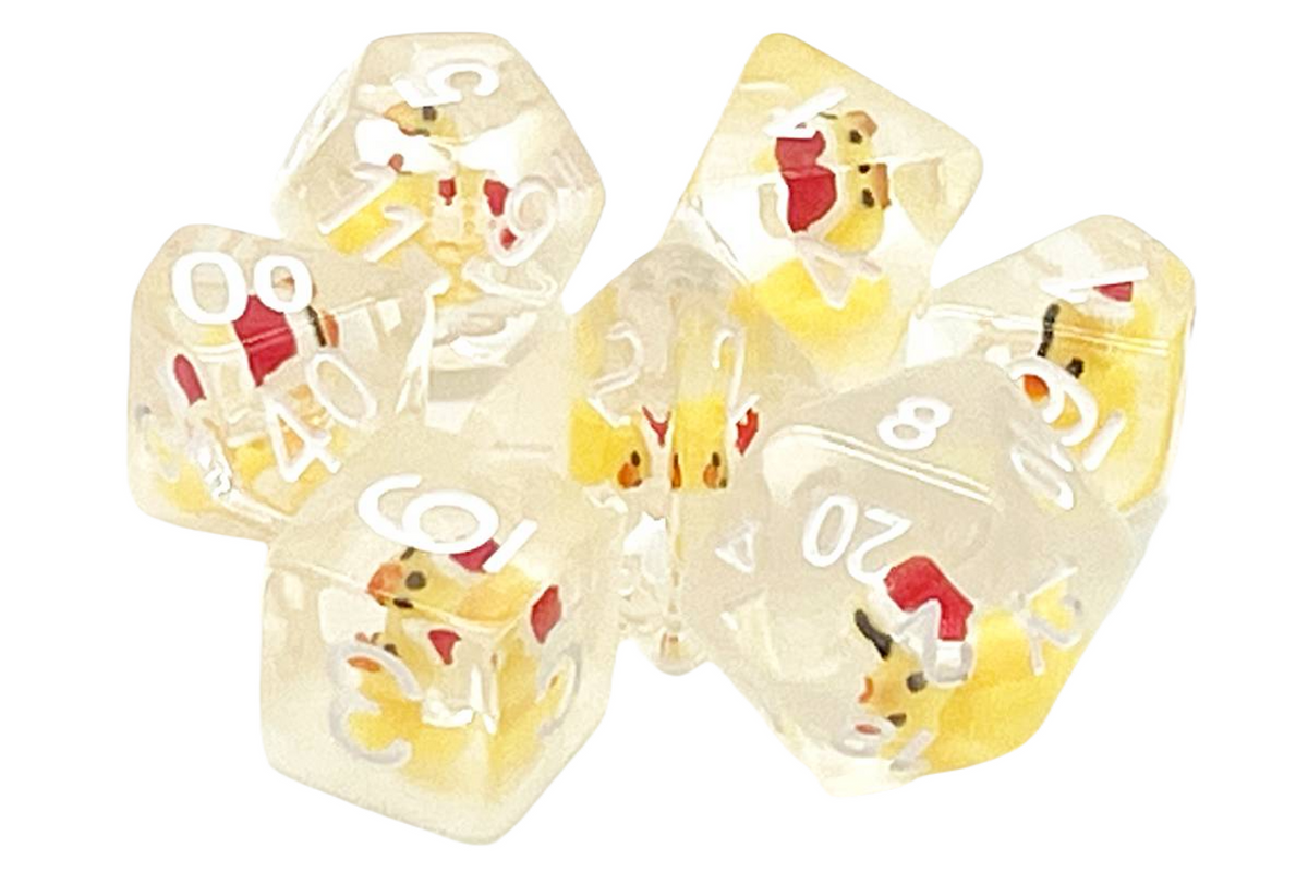 Old School 7 Piece DnD RPG Dice Set: Animal Kingdom - Holiday Duck