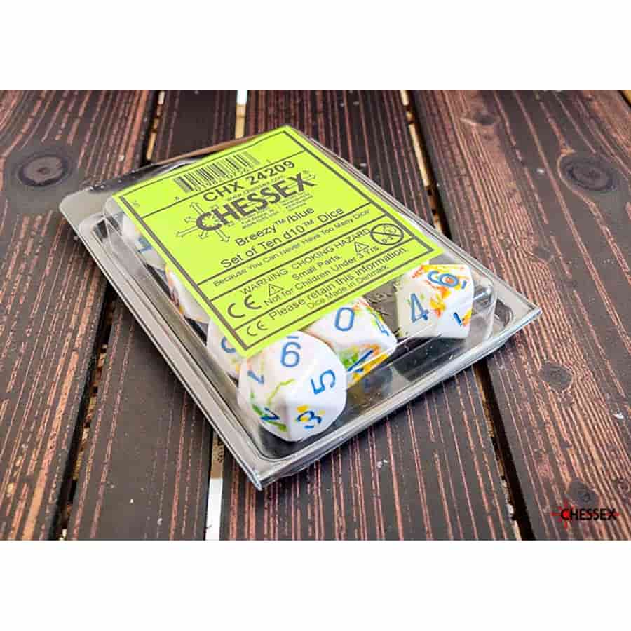 Brushed Dice: Breezy With Blue Set of Ten D10 Dice Set
