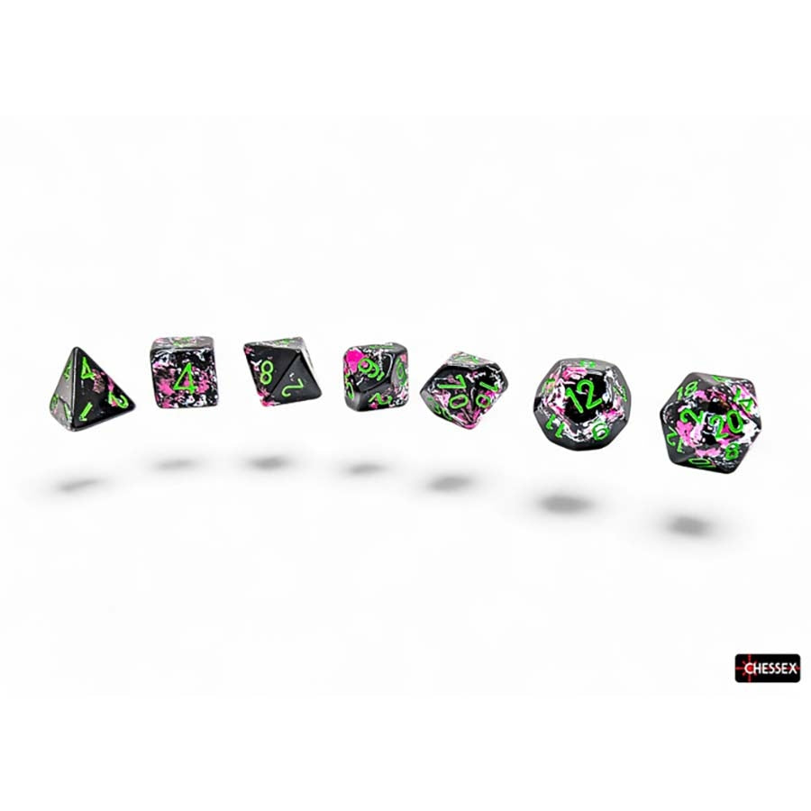Brushed Dice: Polyhedral Paintball with Green 7-Die Set