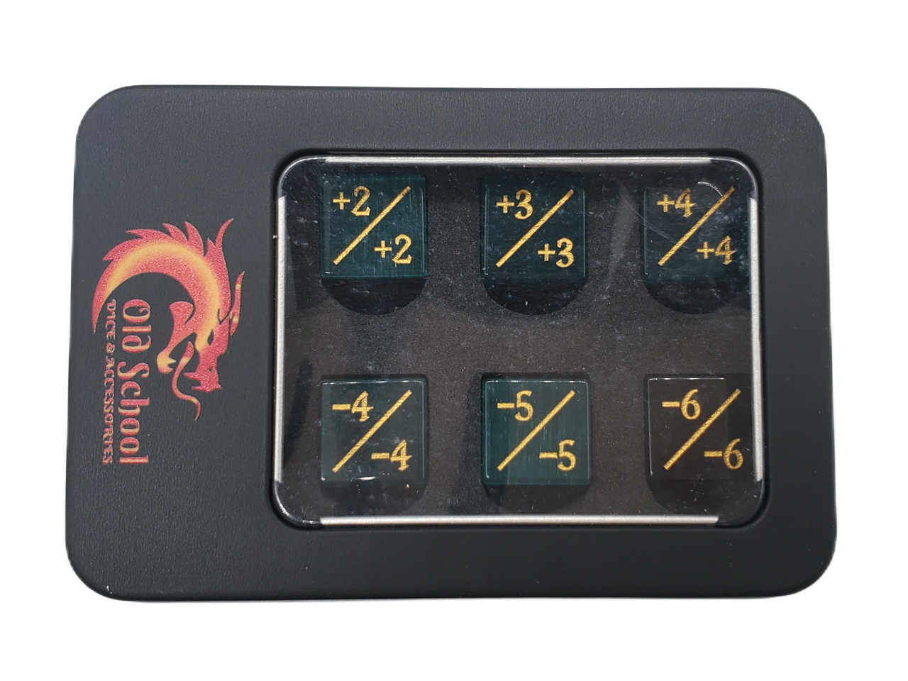 Old School Dice: Gemstone +/- Counter Dice - Cat's Eye Green