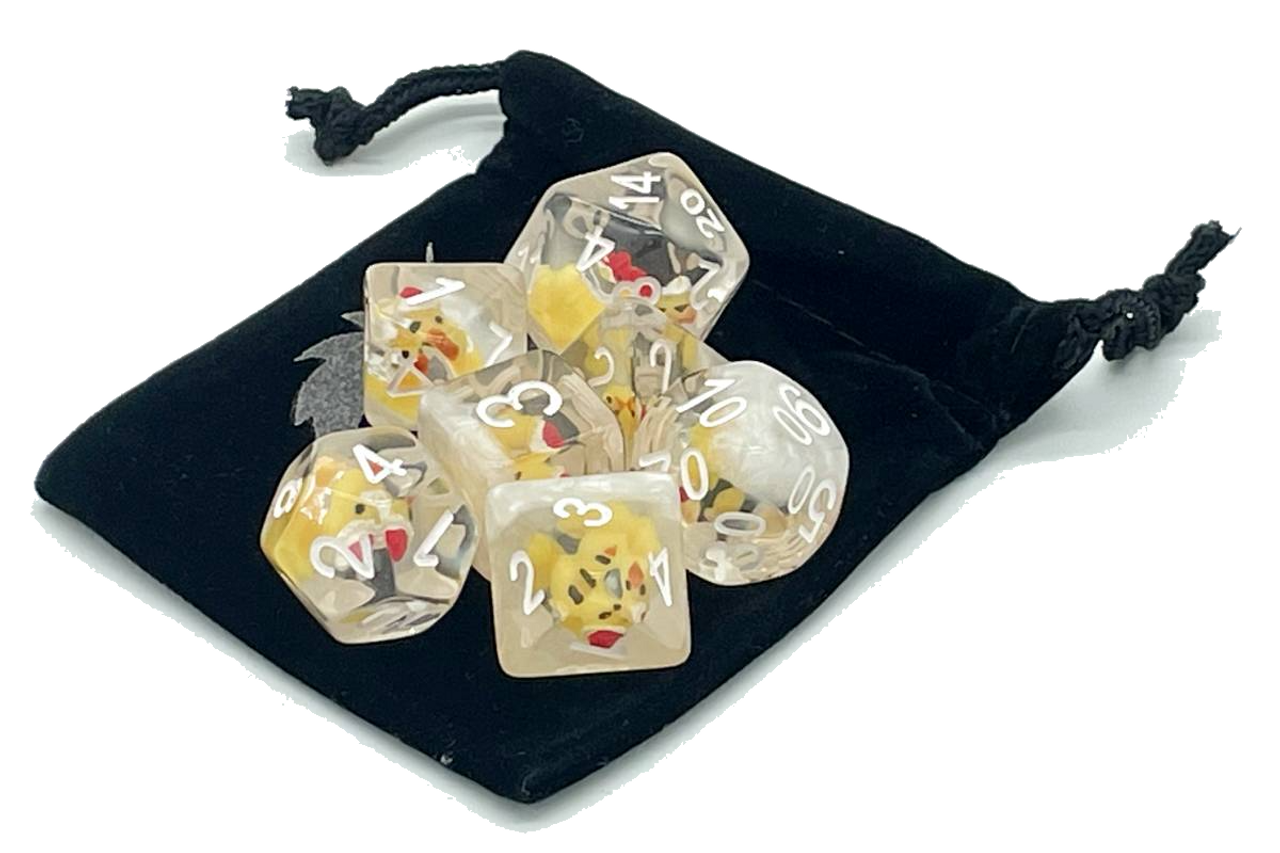 Old School 7 Piece DnD RPG Dice Set: Animal Kingdom - Holiday Duck