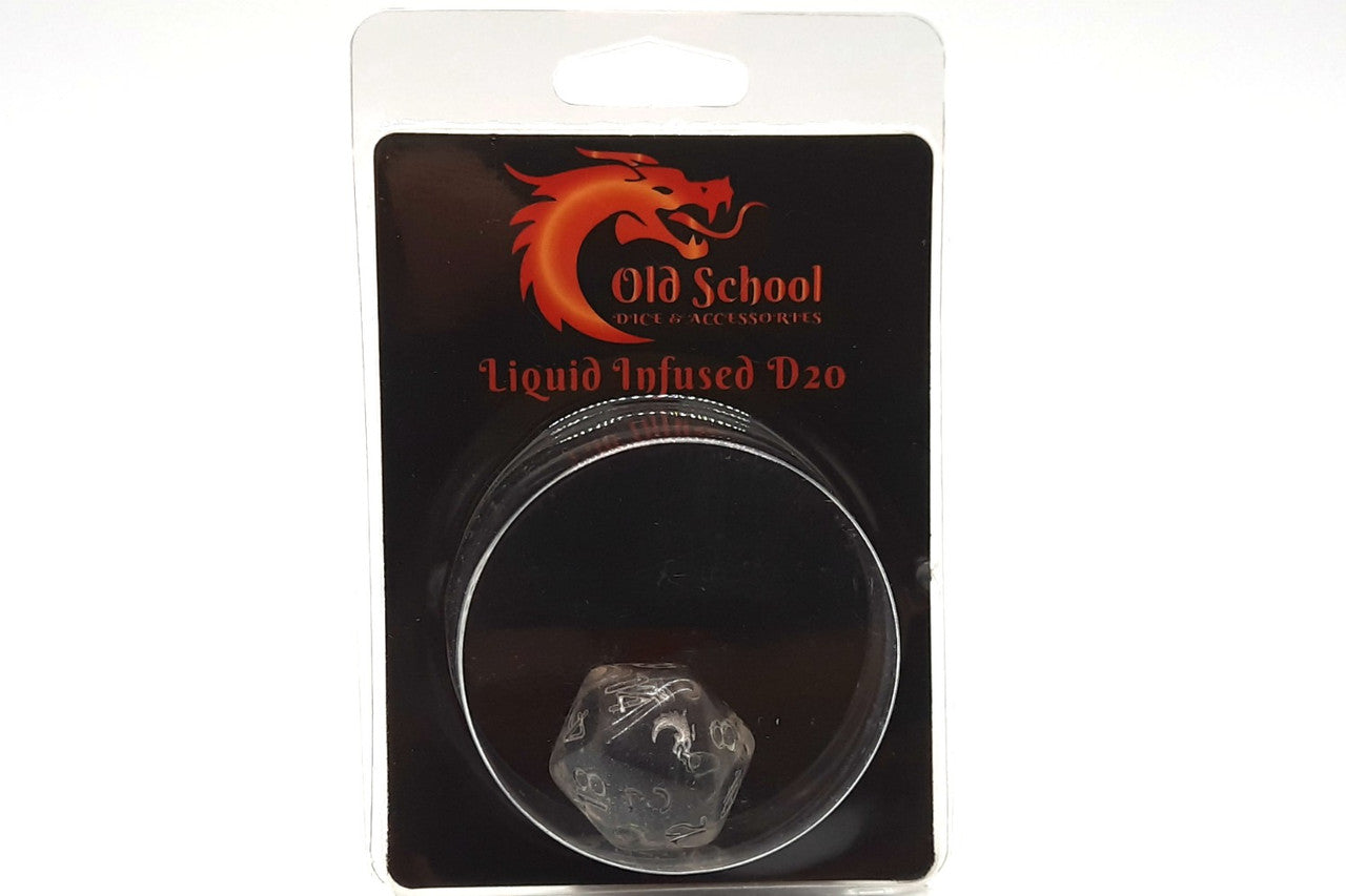 Old School D20 DnD RPG Die: Liquid Infused - Metallic Black