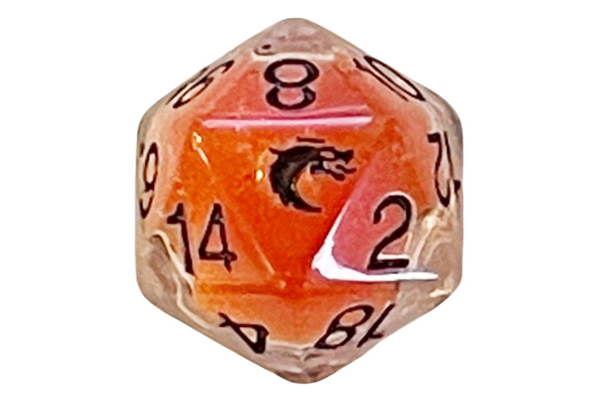 Old School D20 DnD RPG Die: Liquid Infused - Metallic Orange
