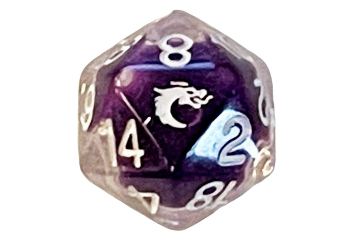 Old School D20 DnD RPG Die: Liquid Infused - Metallic Purple