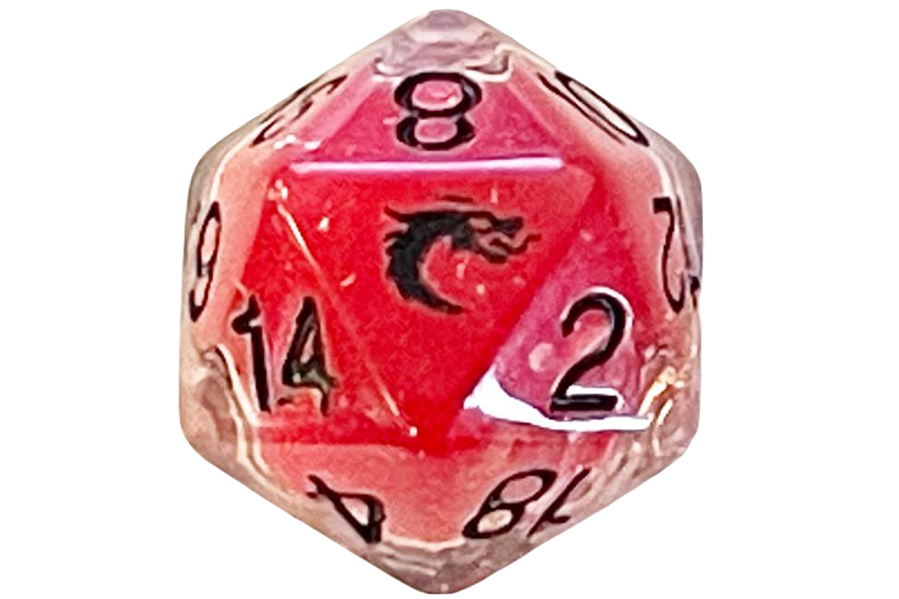 Old School D20 DnD RPG Die: Liquid Infused - Metallic Cherry Red